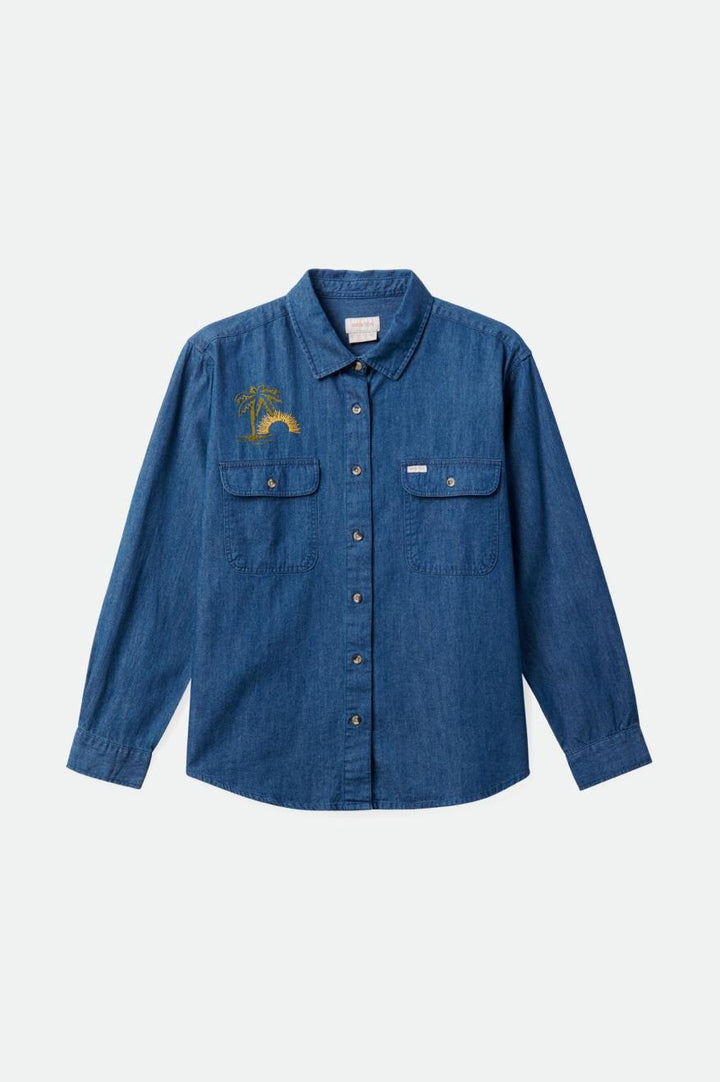 Brixton Womens Bowery Bf Overshirt | Indigo Rinse