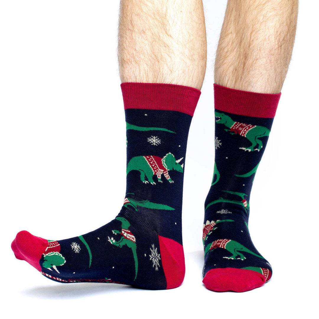 Good Luck Sock Christmas Sweater Dinosaurs Socks (Mens) | 7-12