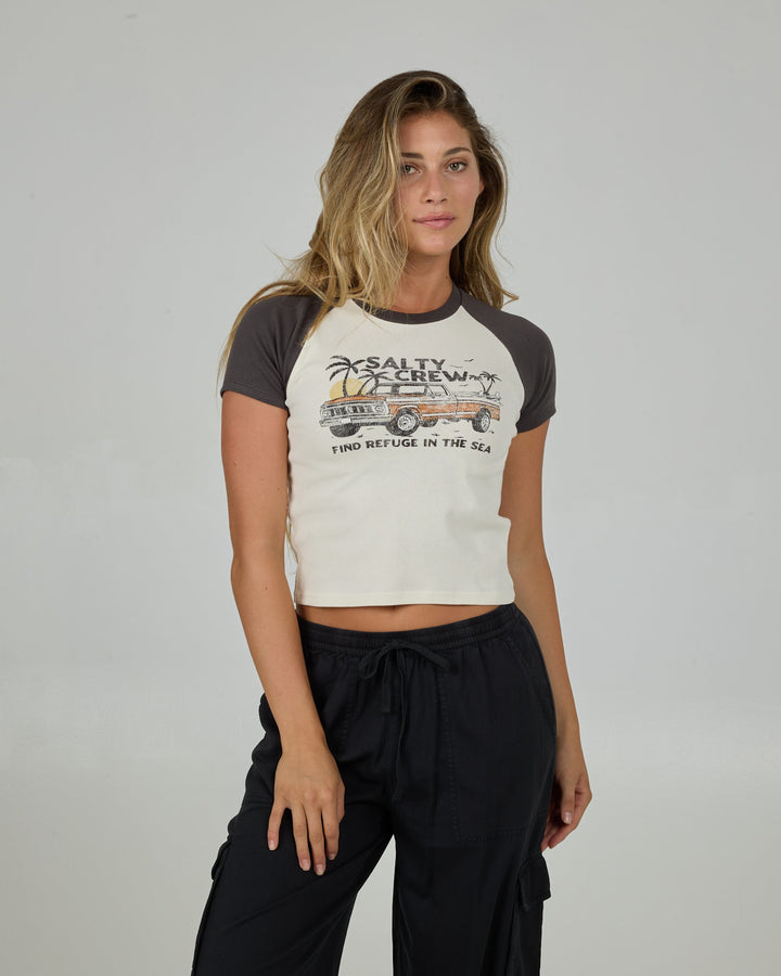 Salty Crew Tailgate Raglan Baby Tee (Women&