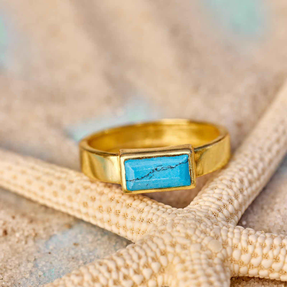 Pura Vida Tulum Turquoise Ring | Gold
