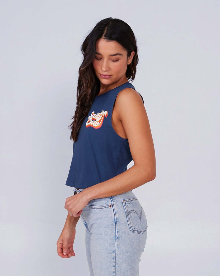 Salty Crew Salty Seventies Cropped Tank (Women&