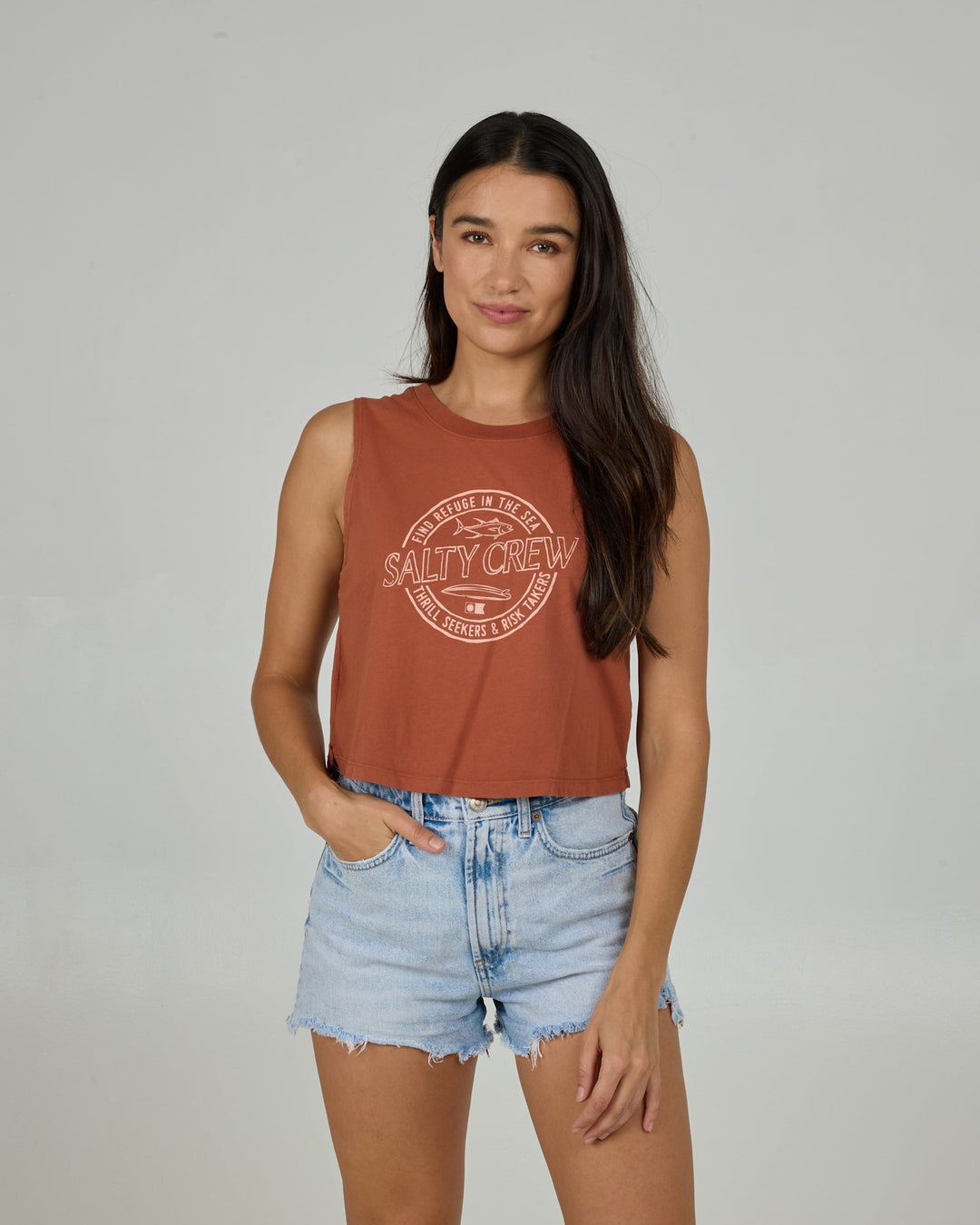 Salty Crew Skewed Cropped Tank (Women&
