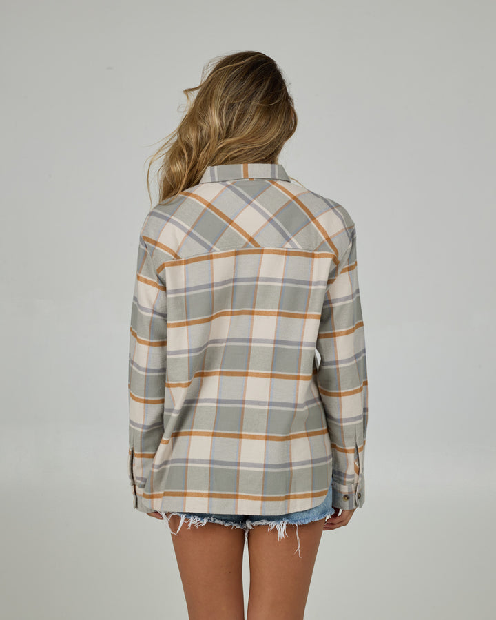 Salty Crew Shore Break Flannel (Womens) | Clay Grey