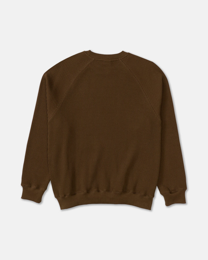 RVCA Men’s Dayshift Supply Co Crew in Bombay Brown, back product view