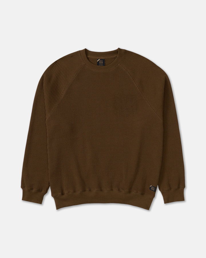 RVCA Men’s Dayshift Supply Co Crew in Bombay Brown, front product view
