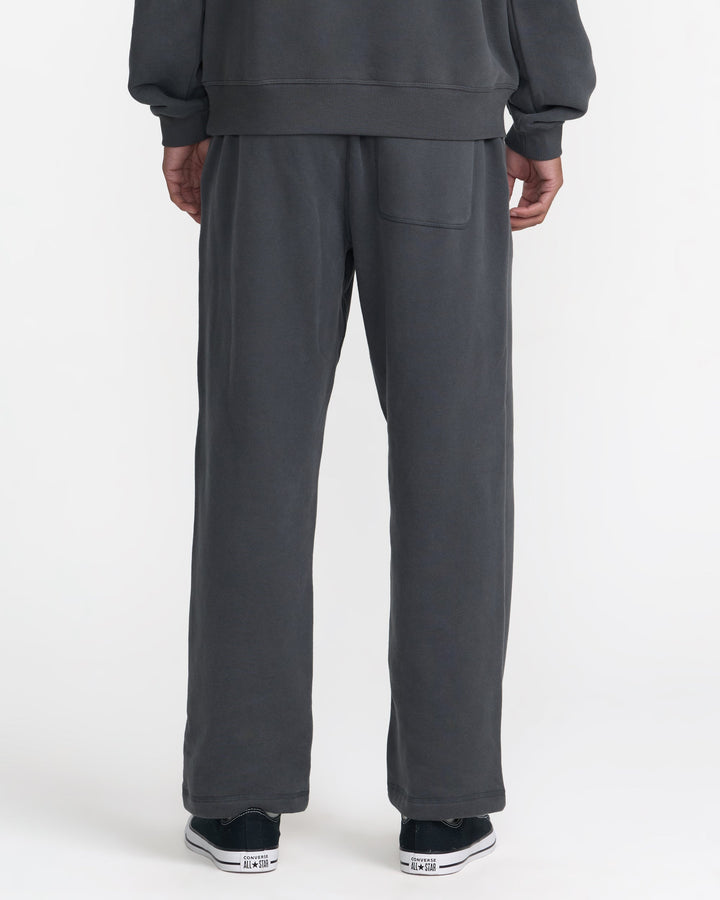 RVCA Men’s Essential Fleece Pant in Pirate Black, back view on model