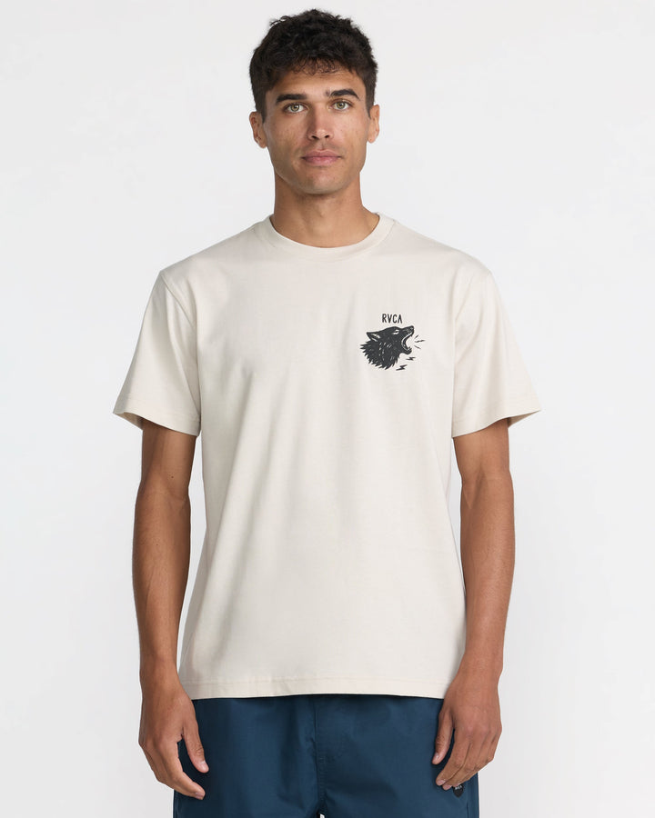 RVCA Men’s Echo Ss in Ceramic, front view on model
