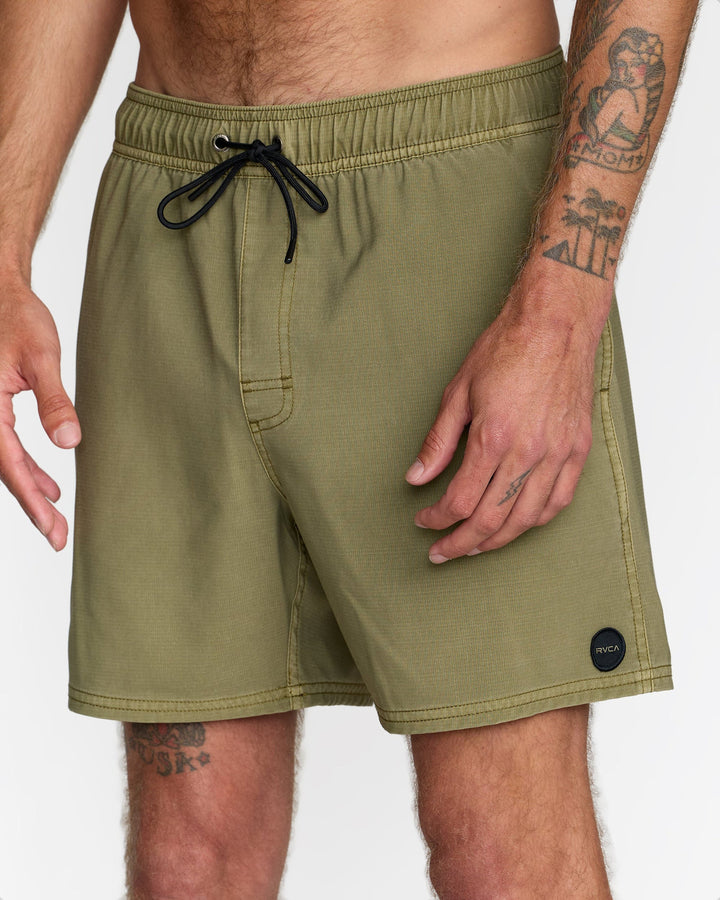RVCA Va Pigment Elastic Short 16 (Mens) | Martini Olive
