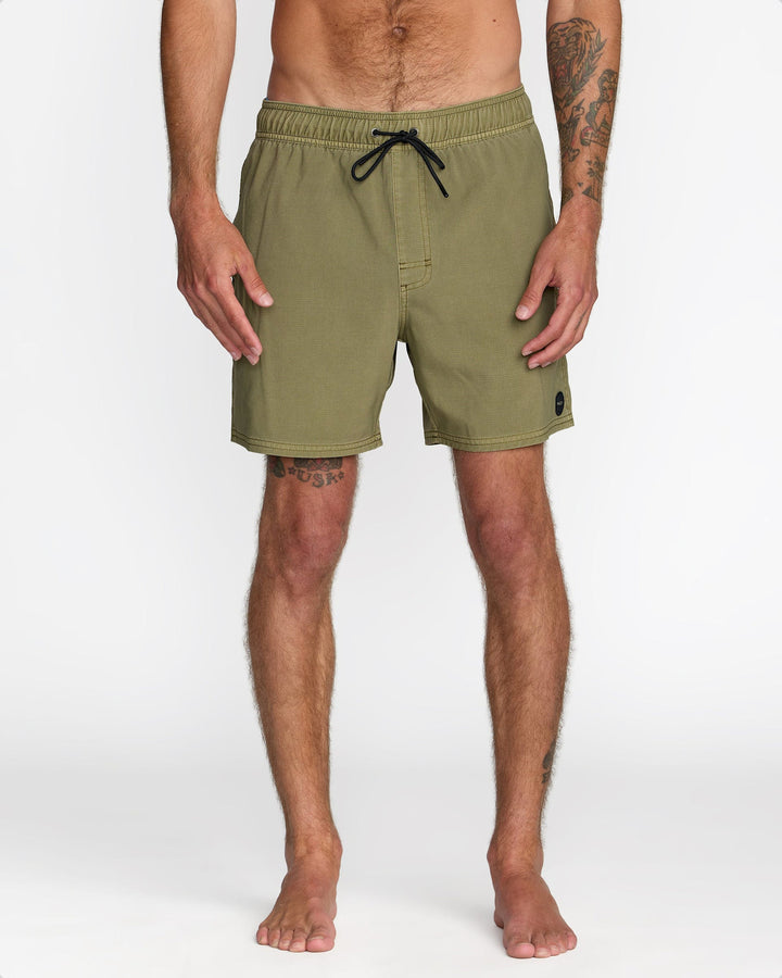 RVCA Va Pigment Elastic Short 16 (Mens) | Martini Olive