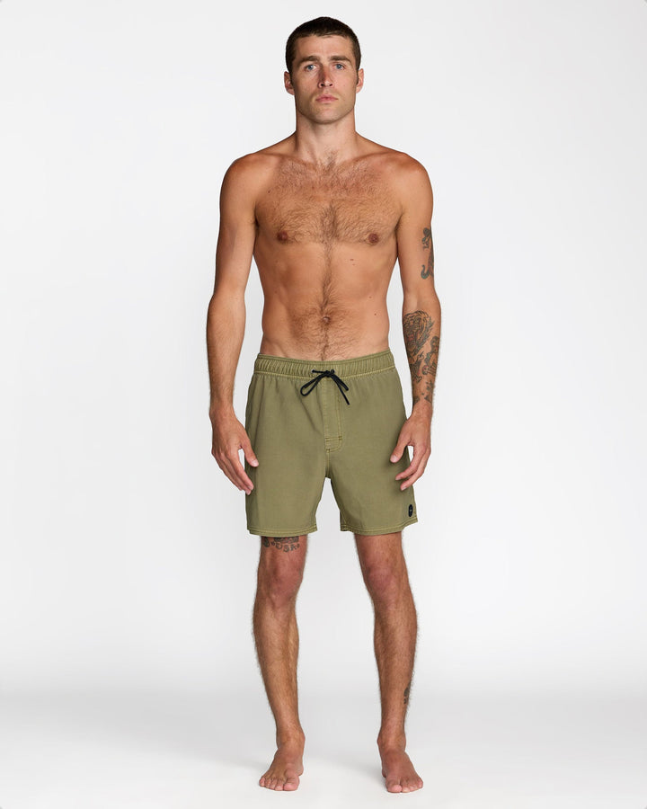 RVCA Va Pigment Elastic Short 16 (Mens) | Martini Olive