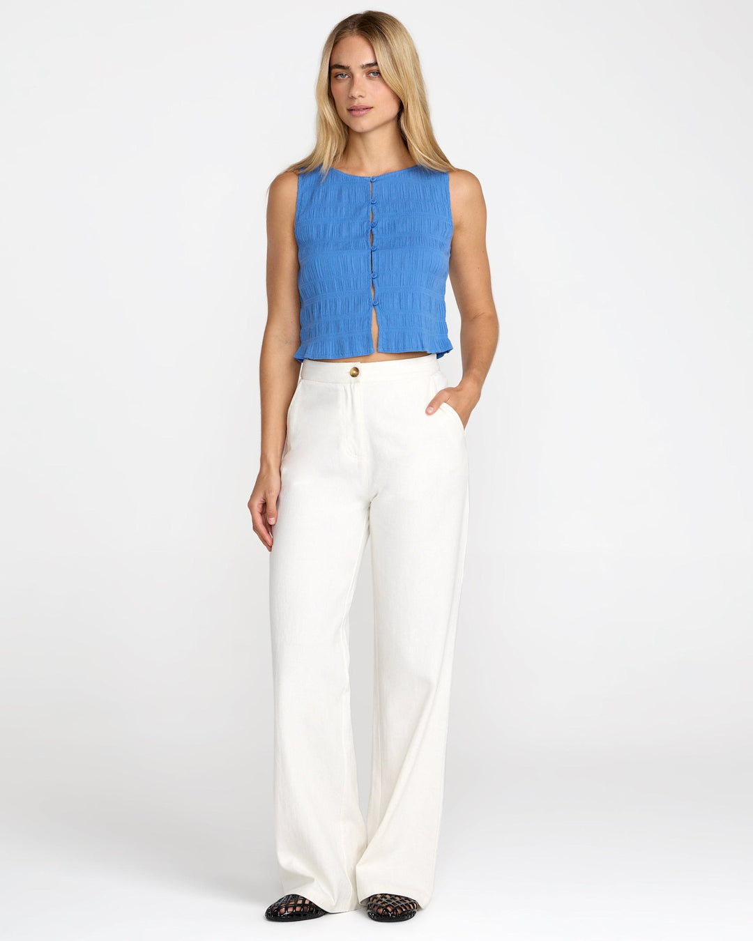 Rvca Scrunch Top (Womens) | Blue Relic