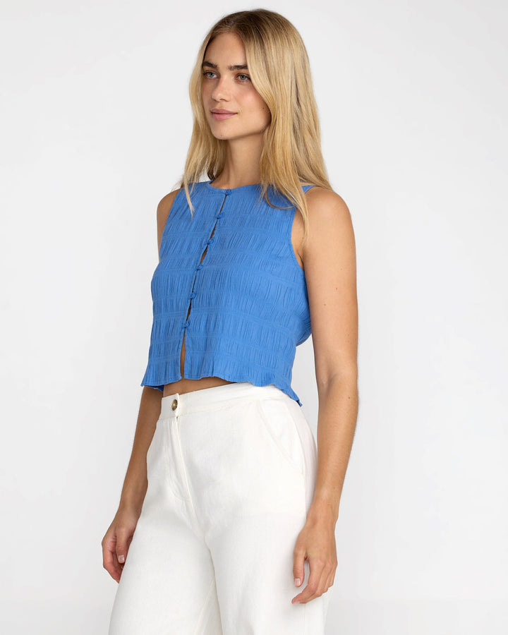 Rvca Scrunch Top (Womens) | Blue Relic