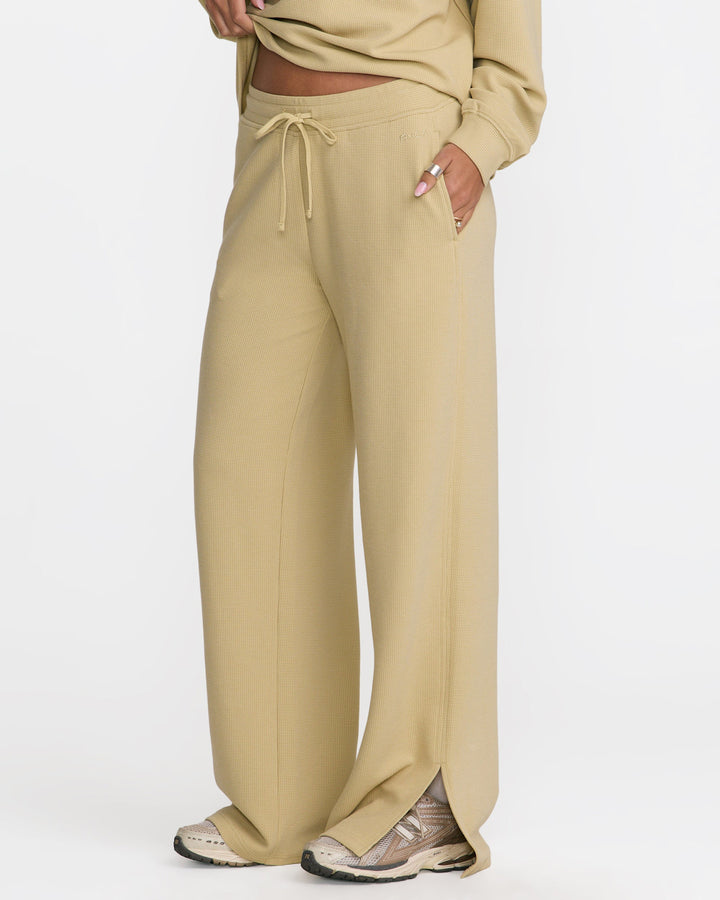 Rvca Glory Waffle Split Pant (Womens) | Vintage Khaki