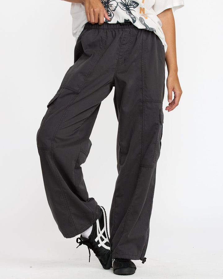 Rvca Stowaway Cargo Pant (Womens) | Washed Black