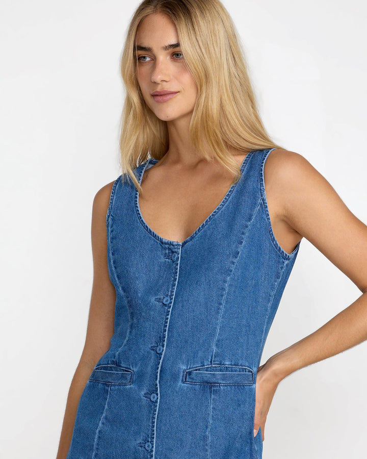 Rvca Lainey Mini Dress (Womens) | Crystal Blue