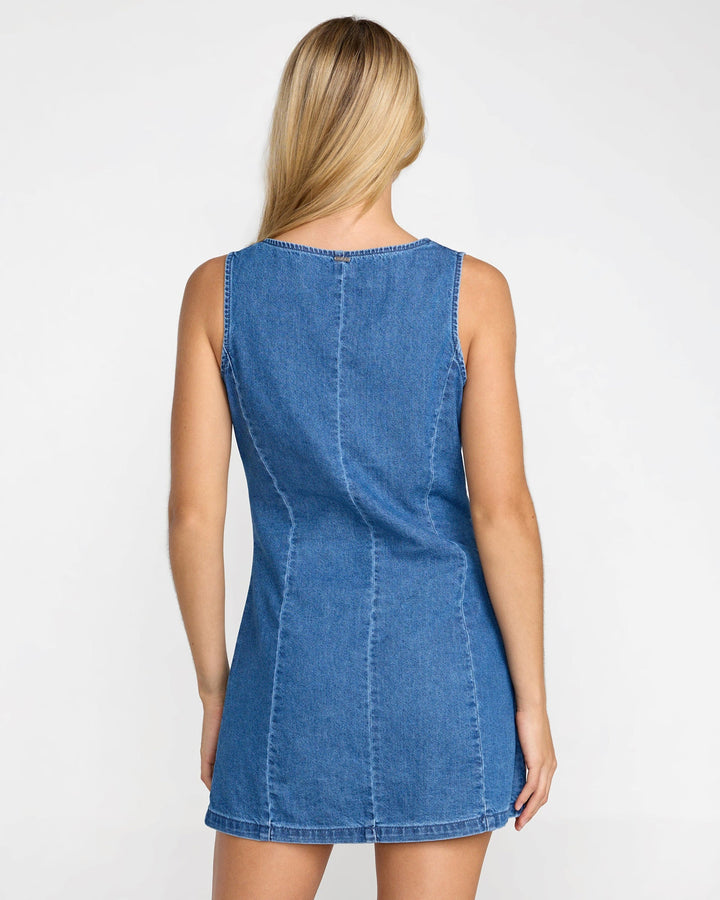 Rvca Lainey Mini Dress (Womens) | Crystal Blue