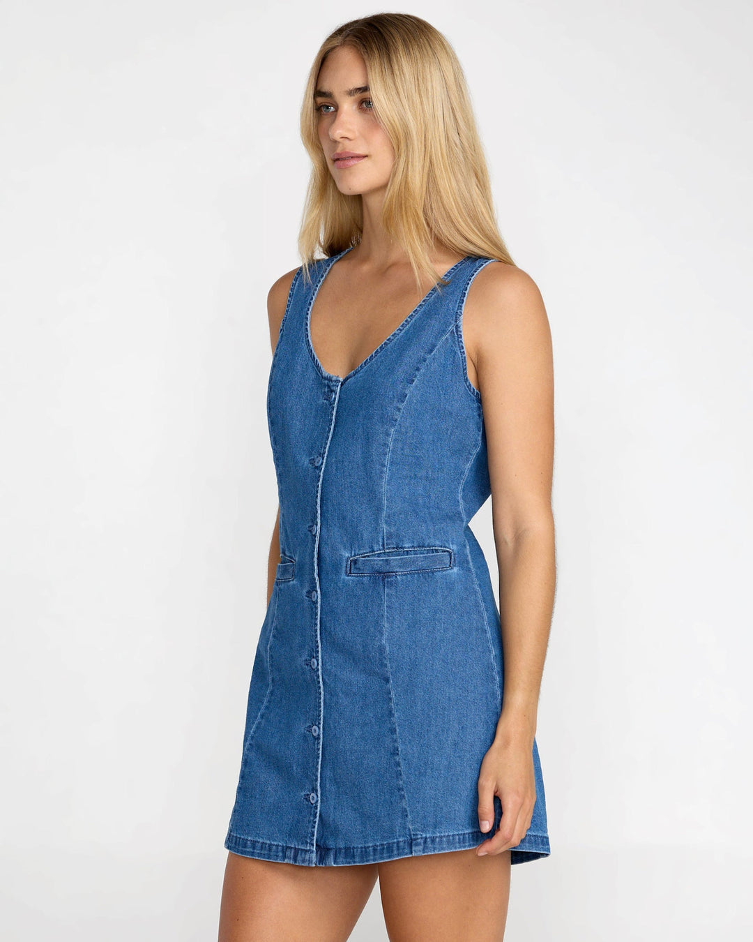 Rvca Lainey Mini Dress (Womens) | Crystal Blue