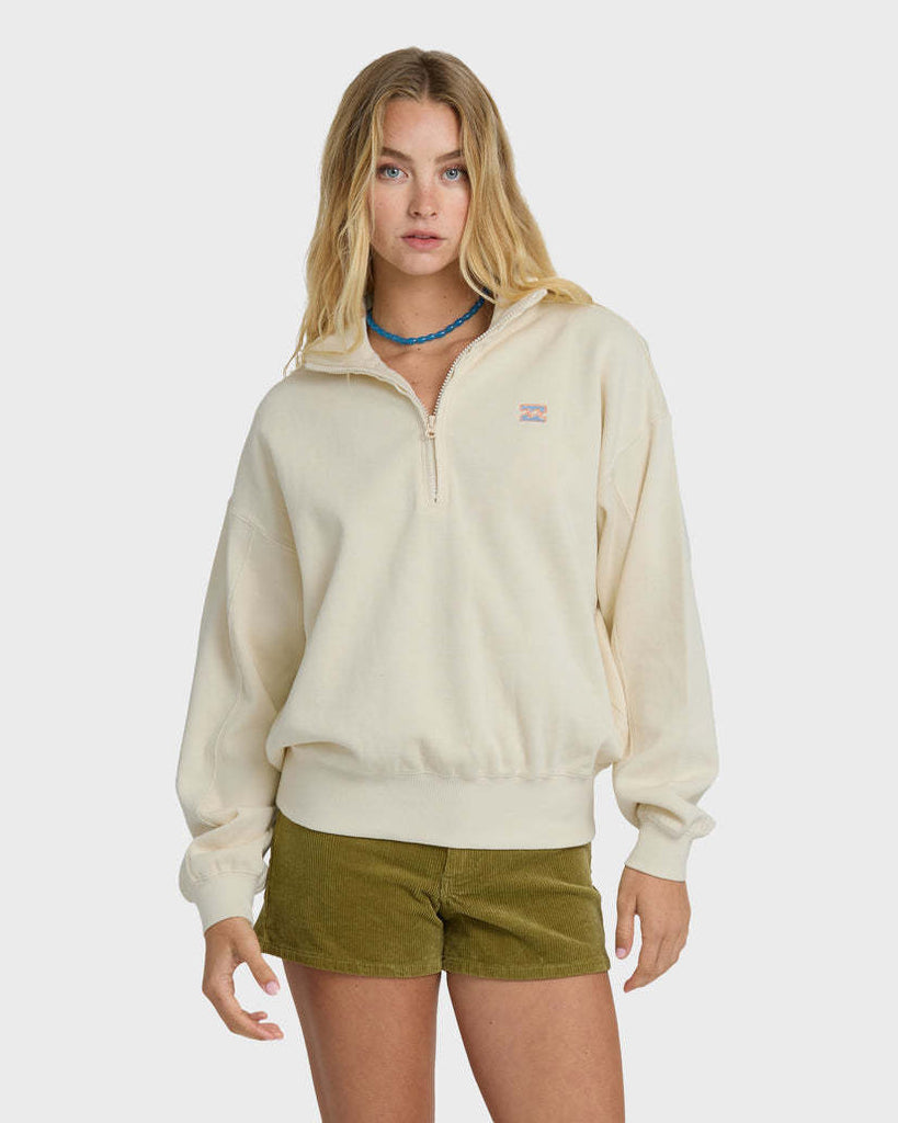 Billabong Classic Feels Half Zip Pullover (Women's) | White Cap