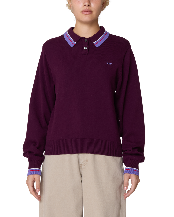 Obey Goalie Polo Sweater (Womens) | Beet