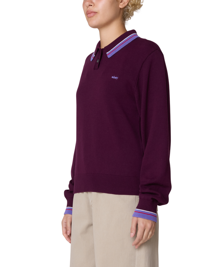 Obey Goalie Polo Sweater (Womens) | Beet