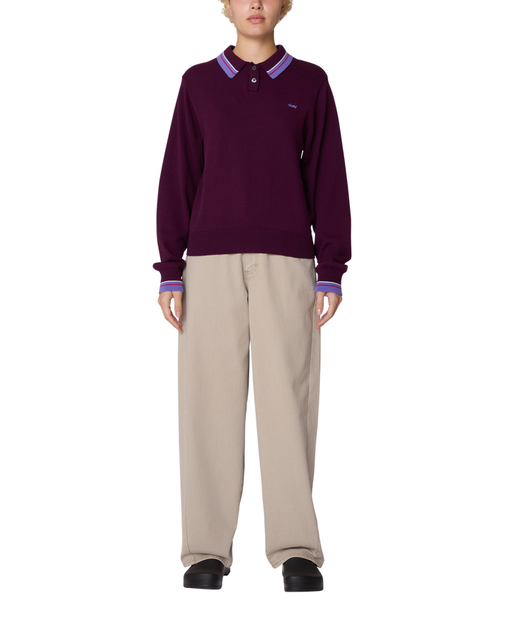 Obey Goalie Polo Sweater (Womens) | Beet