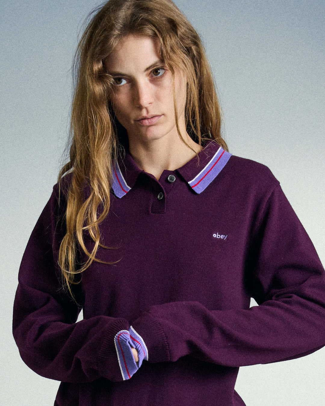 Obey Goalie Polo Sweater (Womens) | Beet