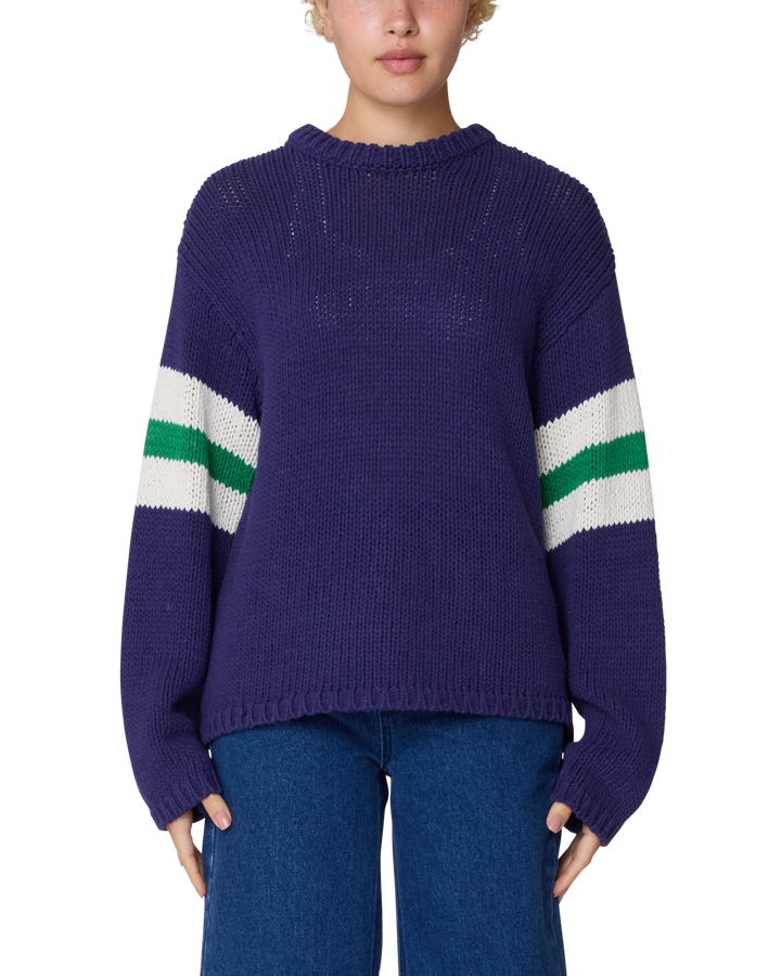 Obey Zone Stripe Sweater (Womens) | Navy