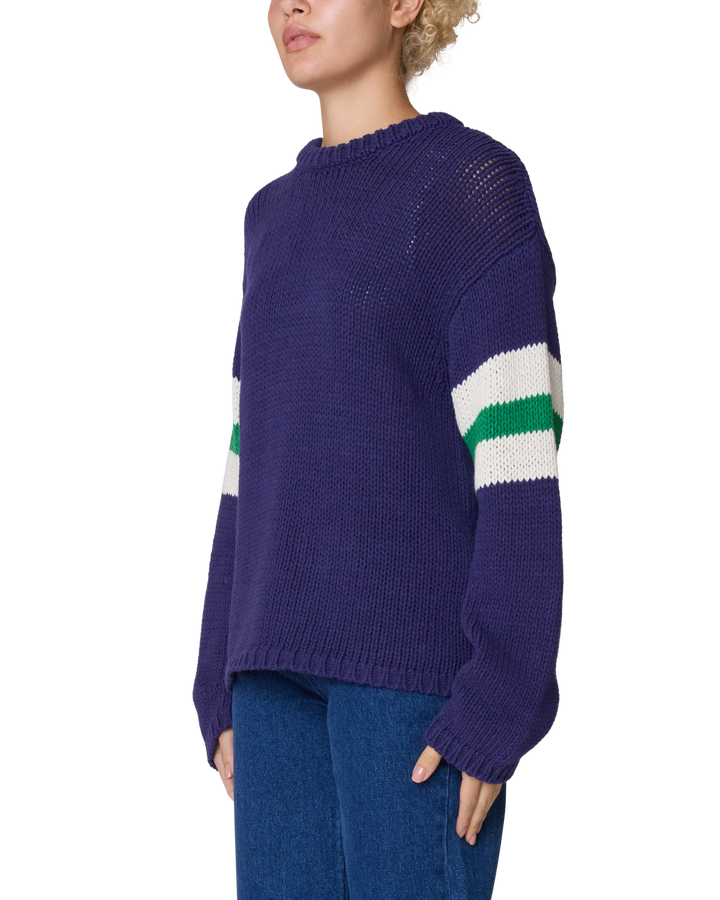 Obey Zone Stripe Sweater (Womens) | Navy