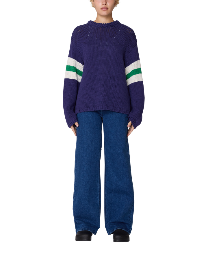 Obey Zone Stripe Sweater (Womens) | Navy