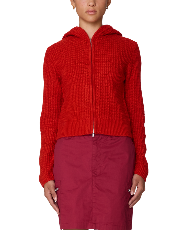 Obey Glenda Hood Zip Sweater (Womens) | Tomato