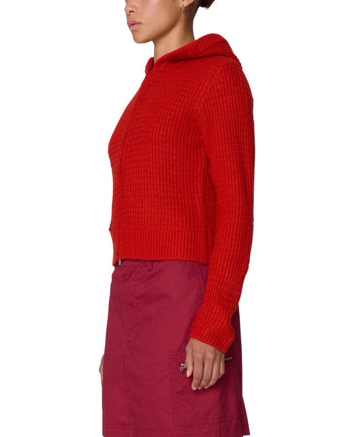 Obey Glenda Hood Zip Sweater (Womens) | Tomato