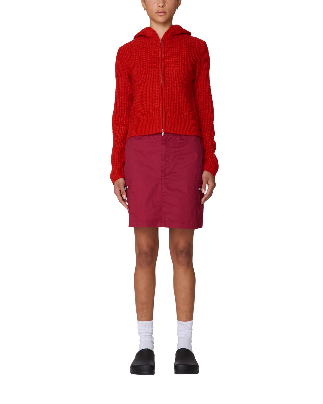 Obey Glenda Hood Zip Sweater (Womens) | Tomato
