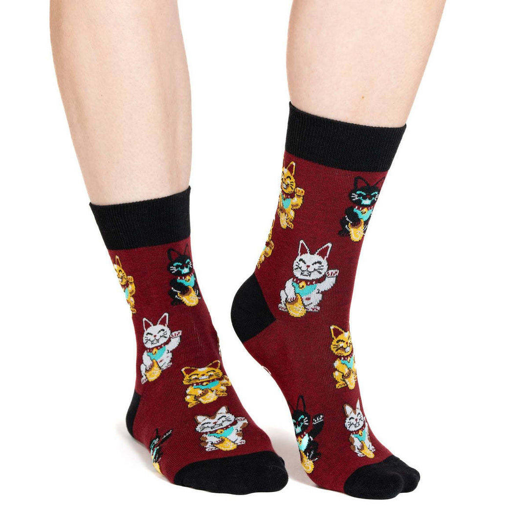 Good Luck Sock Lucky Waving Cat Socks (Womens) | 5-9