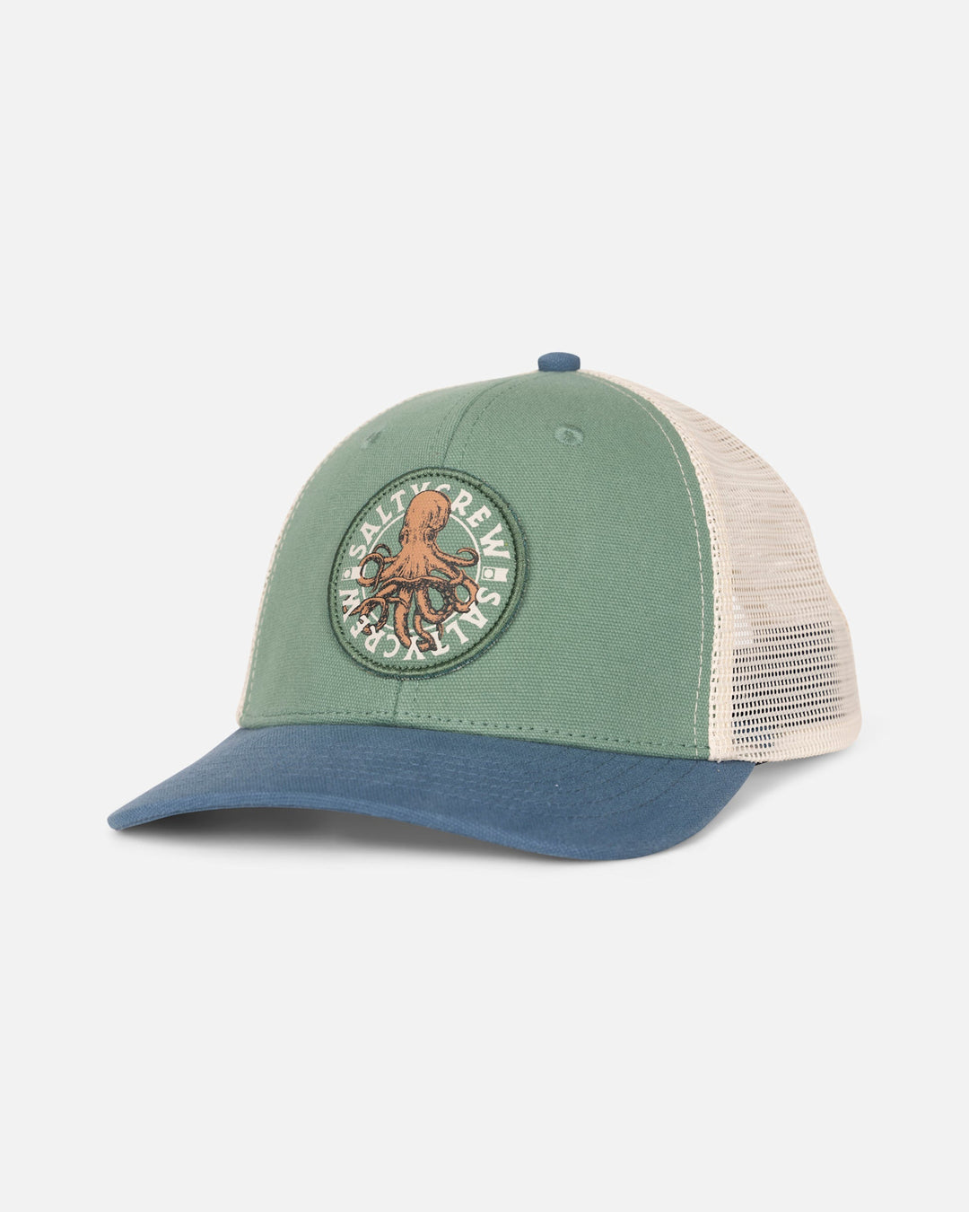 Salty Crew Tentacles Retro Trucker (Youth) | Mid Green/Cast Blue