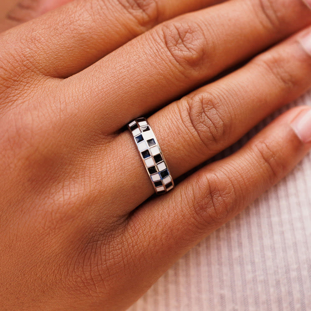 Pura Vida Checkerboard Ring | Silver