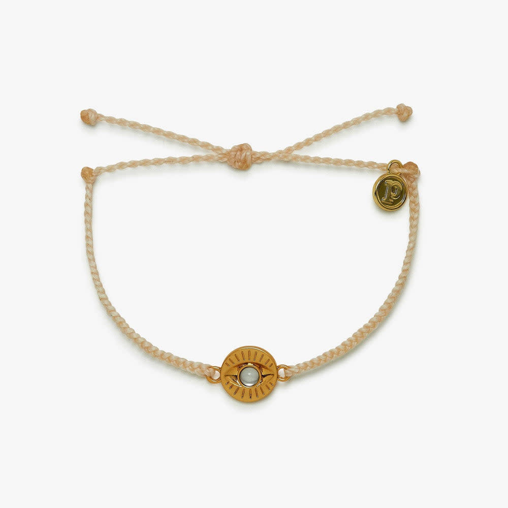 Pura Vida Gemstone Eye Coin Gold Bracelet | Vanilla