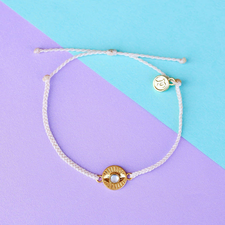 Pura Vida Gemstone Eye Coin Gold Bracelet | Vanilla