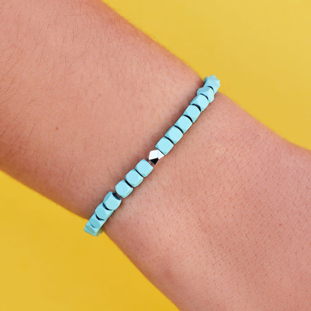 Pura Vida Coated Hematite Stretch Bracelet | Blue