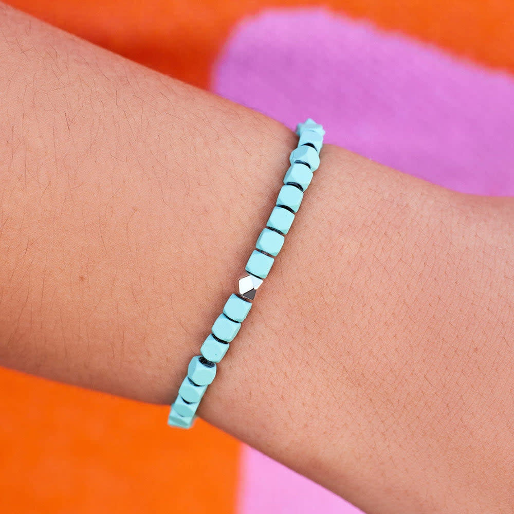Pura Vida Coated Hematite Stretch Bracelet | Blue
