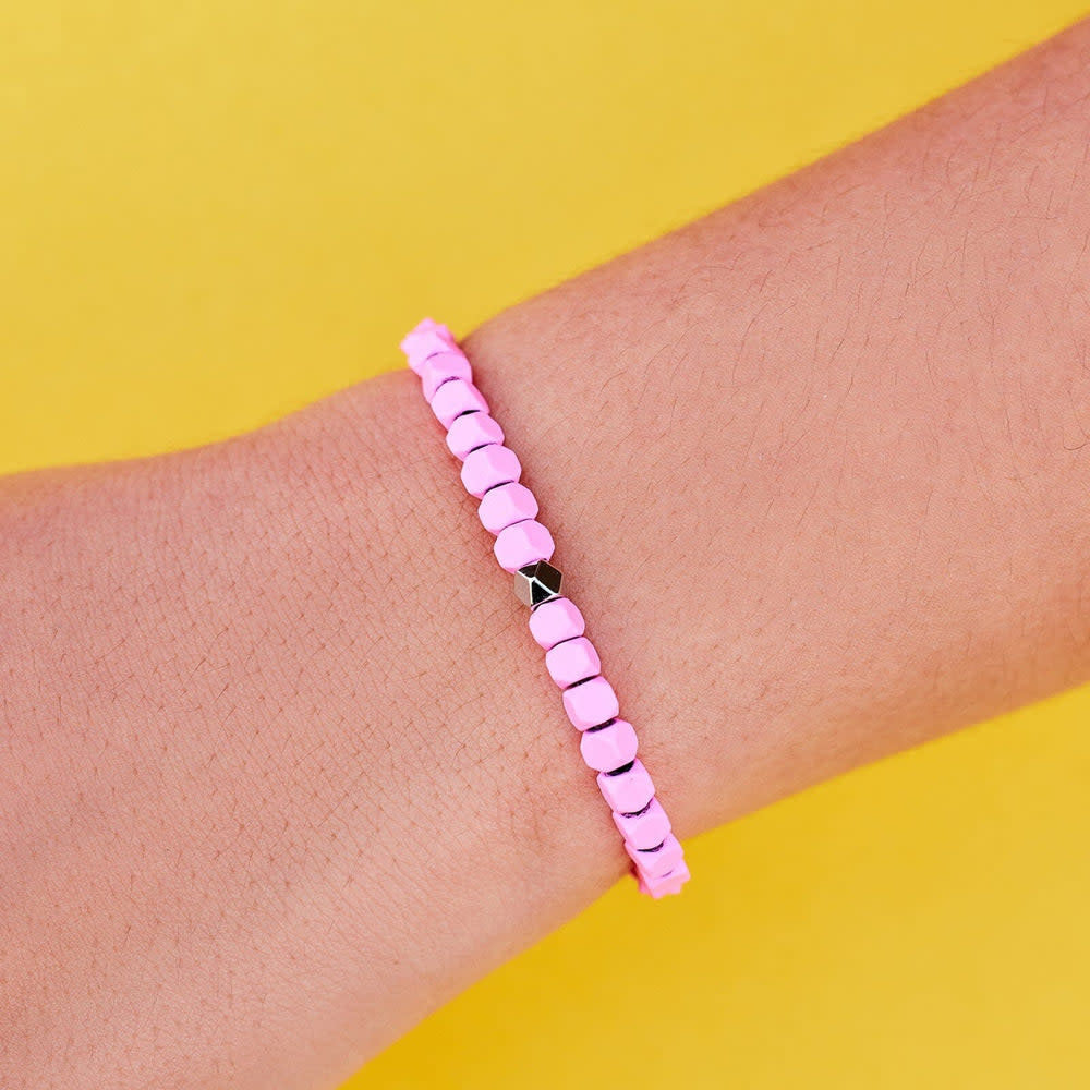 Pura Vida Coated Hematite Stretch Bracelet | Pink