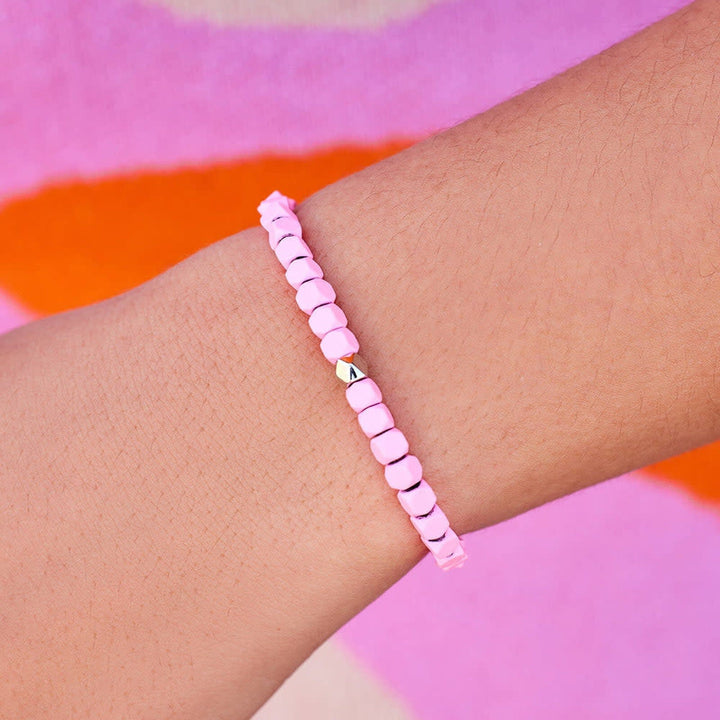 Pura Vida Coated Hematite Stretch Bracelet | Pink