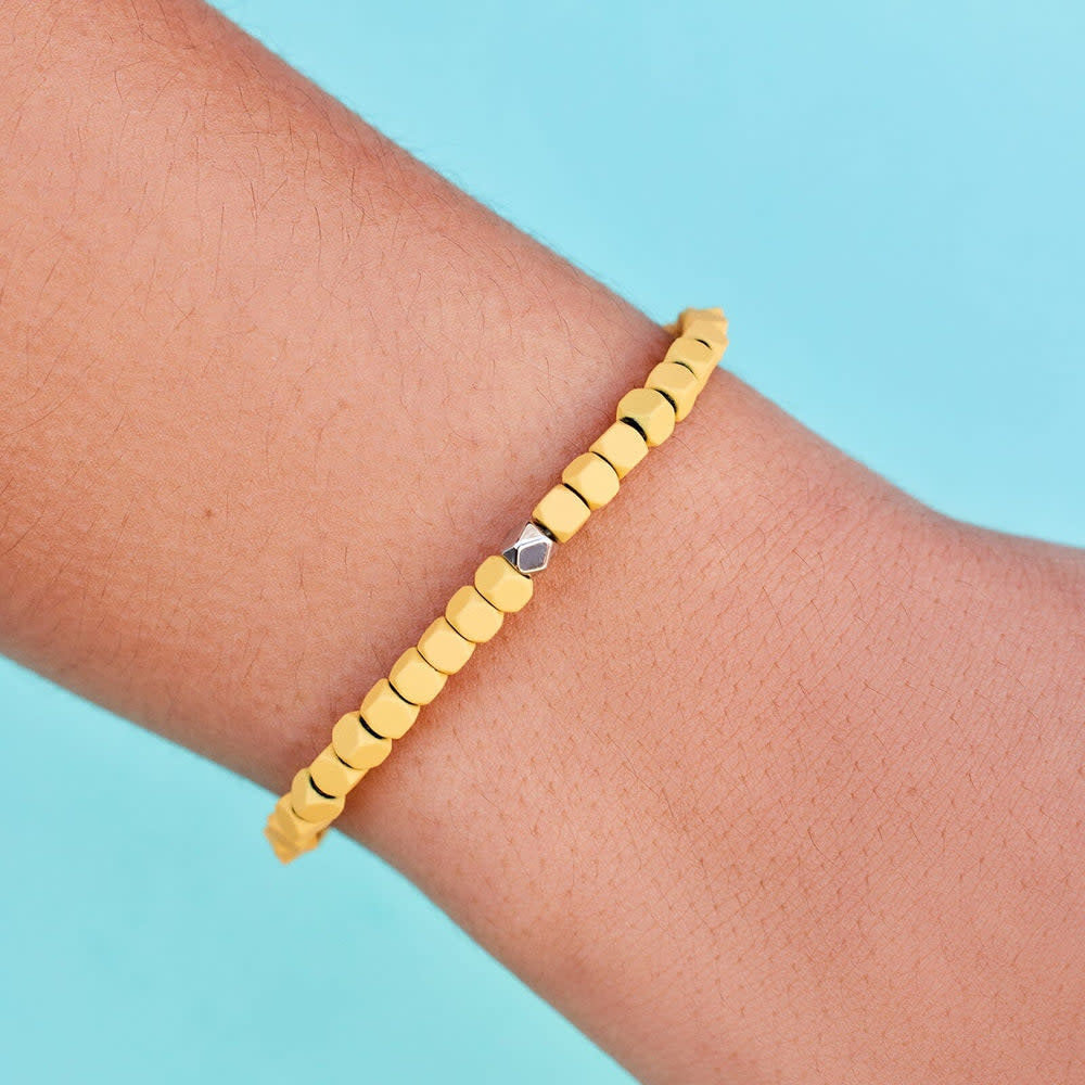 Pura Vida Coated Hematite Stretch Bracelet | Yellow