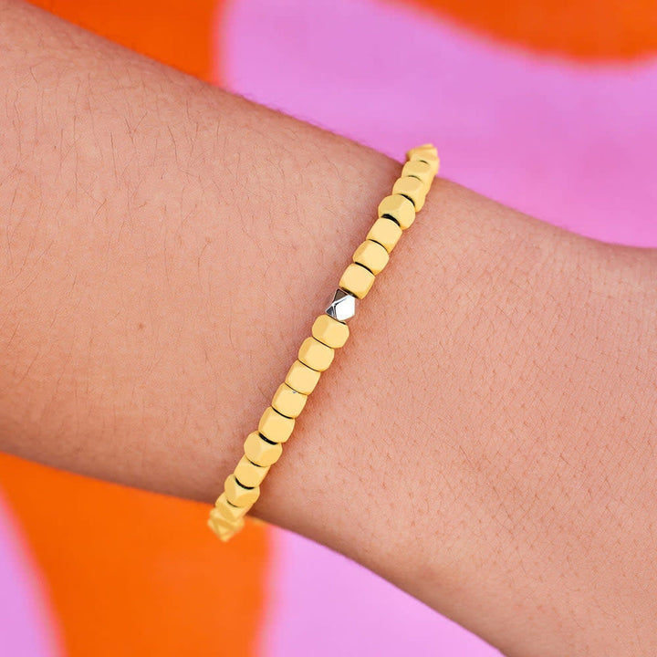 Pura Vida Coated Hematite Stretch Bracelet | Yellow