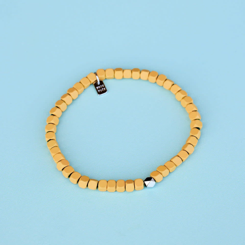 Pura Vida Coated Hematite Stretch Bracelet | Yellow