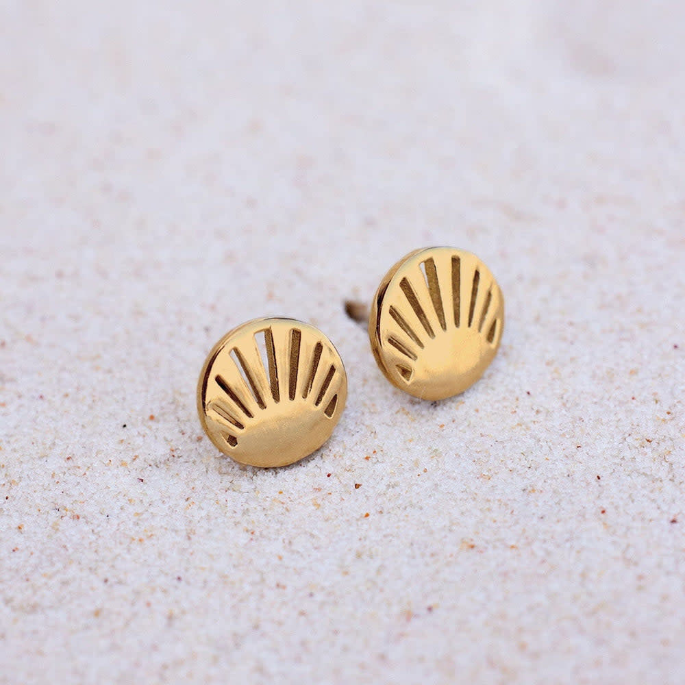 Pura Vida Cutout Sunburst Stud Earrings | Gold