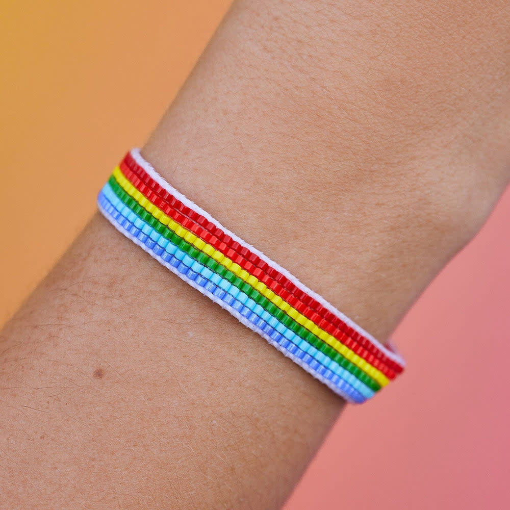 Pura Vida Woven Rainbow Seed Bead Bracelet | Rainbow