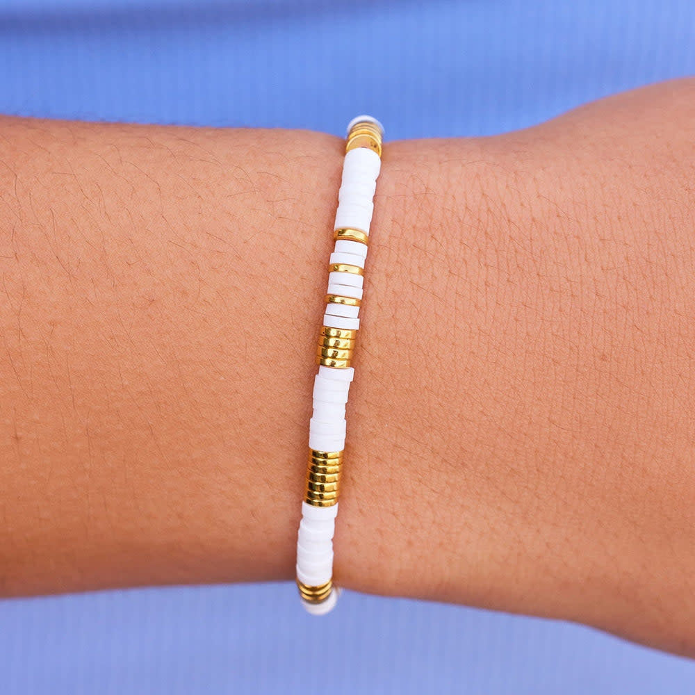 Pura Vida Gold &amp; White Pisa Stretch Bracelet | Gold