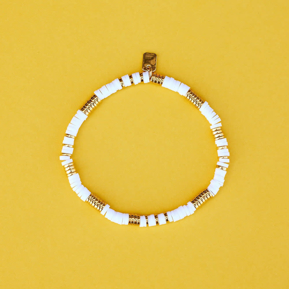 Pura Vida Gold &amp; White Pisa Stretch Bracelet | Gold