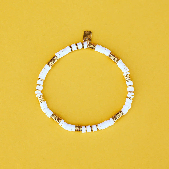 Pura Vida Gold &amp; White Pisa Stretch Bracelet | Gold