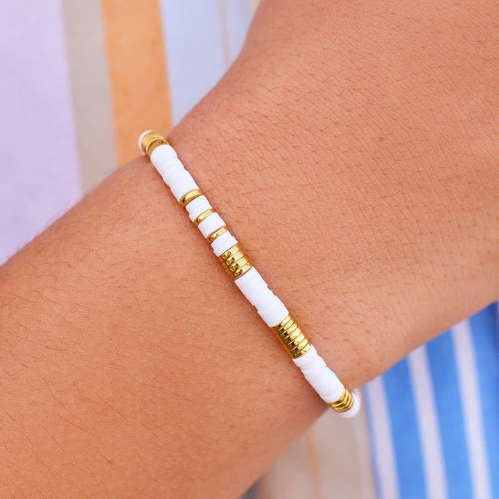 Pura Vida Gold &amp; White Pisa Stretch Bracelet | Gold